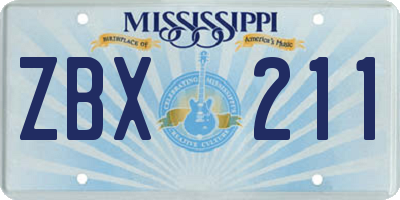 MS license plate ZBX211
