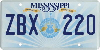 MS license plate ZBX220