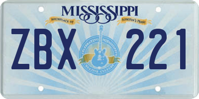 MS license plate ZBX221