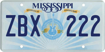 MS license plate ZBX222