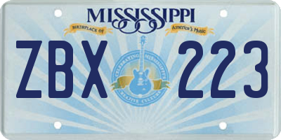 MS license plate ZBX223