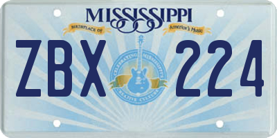 MS license plate ZBX224