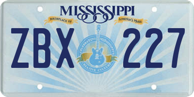 MS license plate ZBX227