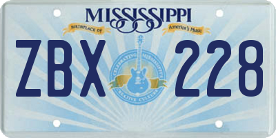 MS license plate ZBX228