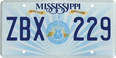 MS license plate ZBX229