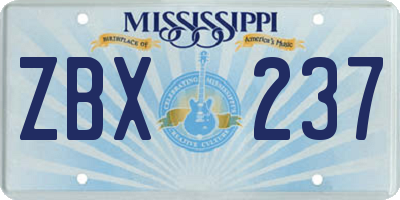 MS license plate ZBX237