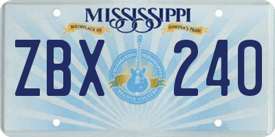 MS license plate ZBX240