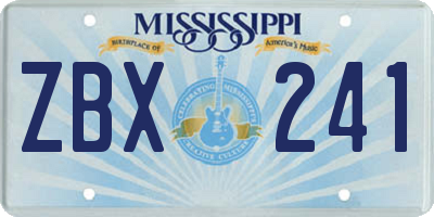 MS license plate ZBX241