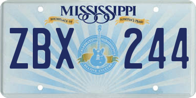 MS license plate ZBX244
