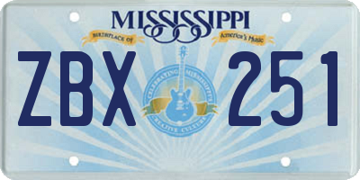 MS license plate ZBX251