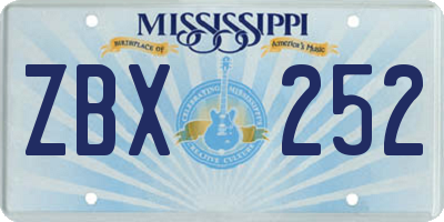 MS license plate ZBX252