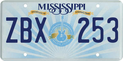 MS license plate ZBX253