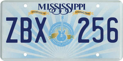 MS license plate ZBX256