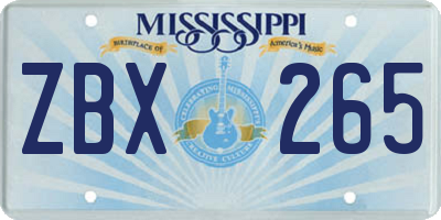 MS license plate ZBX265
