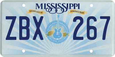 MS license plate ZBX267