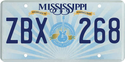 MS license plate ZBX268