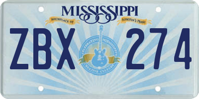 MS license plate ZBX274