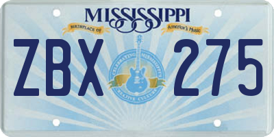 MS license plate ZBX275