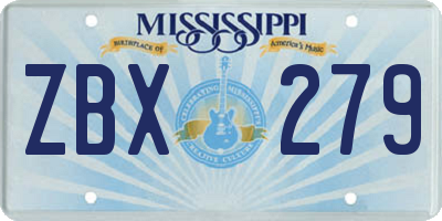MS license plate ZBX279