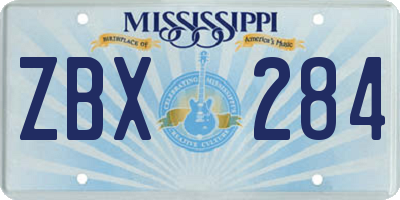 MS license plate ZBX284
