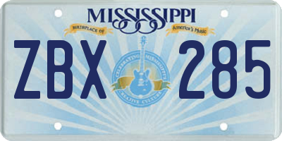 MS license plate ZBX285