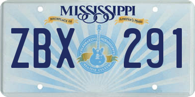 MS license plate ZBX291