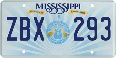 MS license plate ZBX293