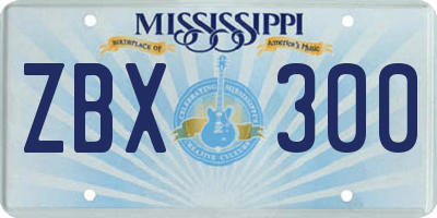 MS license plate ZBX300