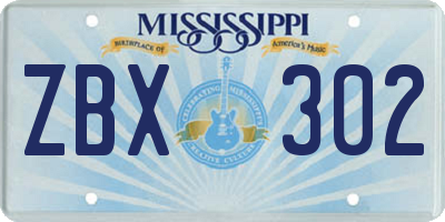 MS license plate ZBX302