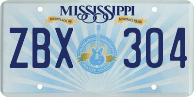 MS license plate ZBX304