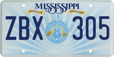 MS license plate ZBX305