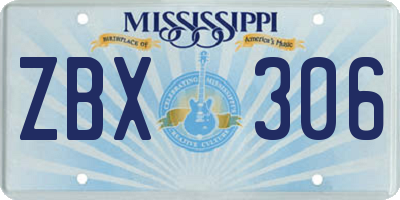MS license plate ZBX306