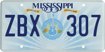 MS license plate ZBX307