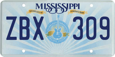 MS license plate ZBX309