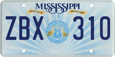 MS license plate ZBX310