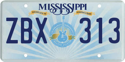 MS license plate ZBX313