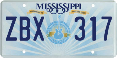 MS license plate ZBX317