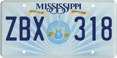 MS license plate ZBX318