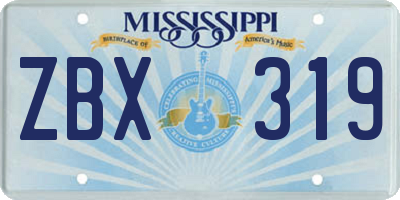 MS license plate ZBX319