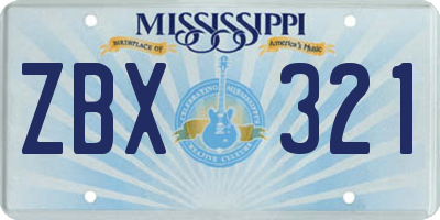 MS license plate ZBX321