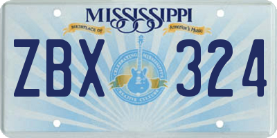 MS license plate ZBX324