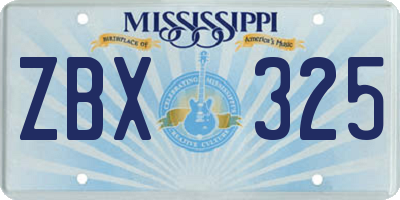 MS license plate ZBX325