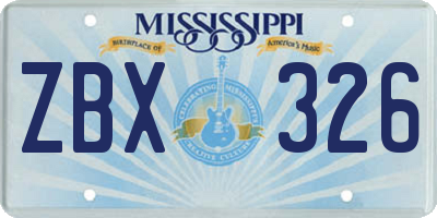 MS license plate ZBX326