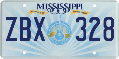 MS license plate ZBX328