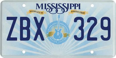 MS license plate ZBX329