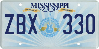 MS license plate ZBX330