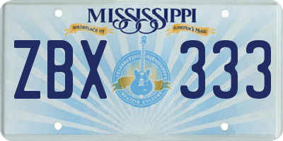 MS license plate ZBX333