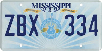 MS license plate ZBX334