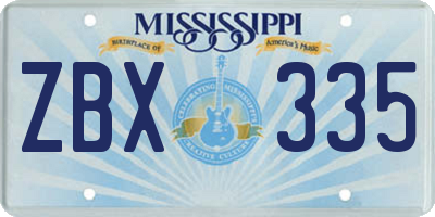 MS license plate ZBX335