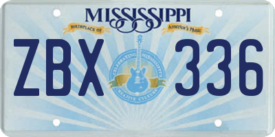 MS license plate ZBX336